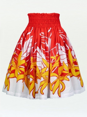 Hula Pa'u Skirt with Spider Lily Print / Red / G1461