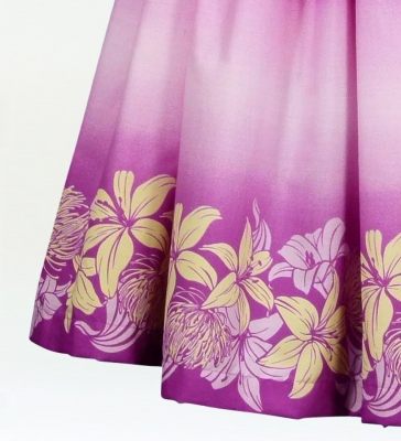 Hula Pa'u Skirt with Lily & Lehua Print / Purple / J1536