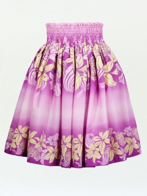 Hula Pa'u Skirt with Lily & Lehua Print / Purple / J1536