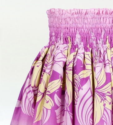 Hula Pa'u Skirt with Lily & Lehua Print / Purple / J1536