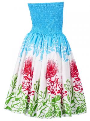 Hula Midi Dress with Lehua Print / Aqua / J1595aq