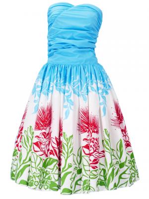 Hula Midi Dress with Lehua Print / Aqua / J1595aq