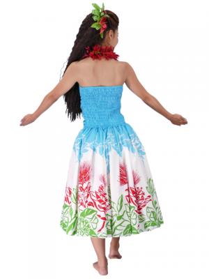 Hula Midi Dress with Lehua Print / Aqua / J1595aq