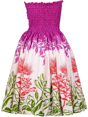 Hula Midi Dress with Lehua Print / Purple / G1595p