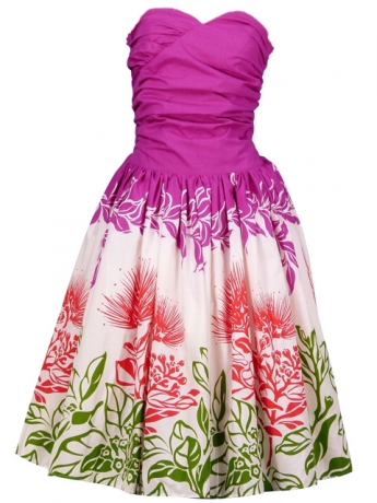 Hula Midi Dress with Lehua Print / Purple / G1595p