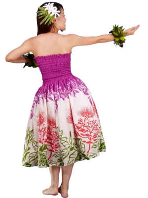 Hula Midi Dress with Lehua Print / Purple / G1595p