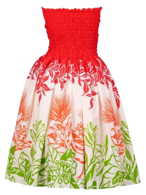Hula Midi Dress with Lehua Print / Red / G1595r