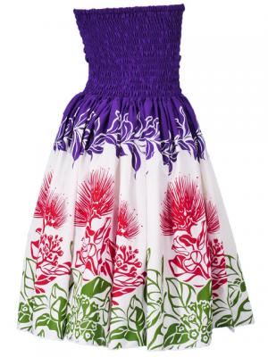 Hula Midi Dress with Lehua Print / Violet / J1595v
