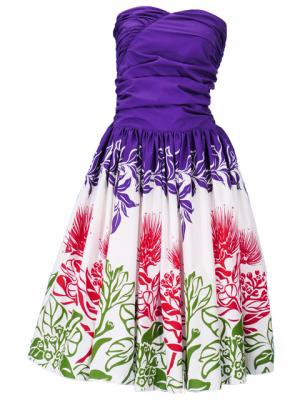 Hula Midi Dress with Lehua Print / Violet / J1595v