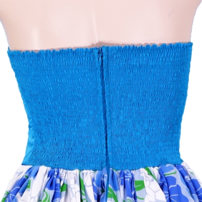 Hula Long Dress with Flower Print / Blue / G1630bl