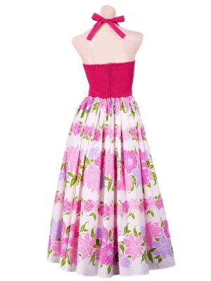 Hula Long Dress with Flower Print / Pink / G1630pi