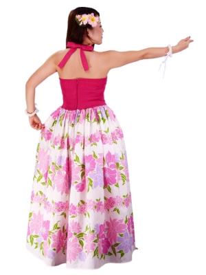 Hula Long Dress with Flower Print / Pink / G1630pi