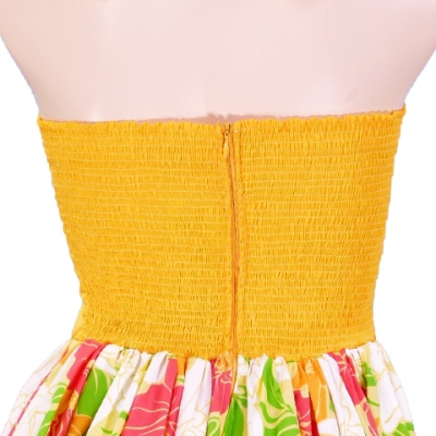 Hula Long Dress with Flower Print / Yellow / G1630y