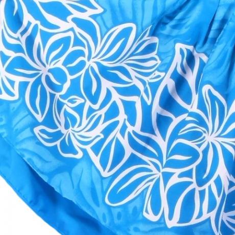 Hula Double & Reversible Pau Skirt with Plumeria Print / Blue / J1656