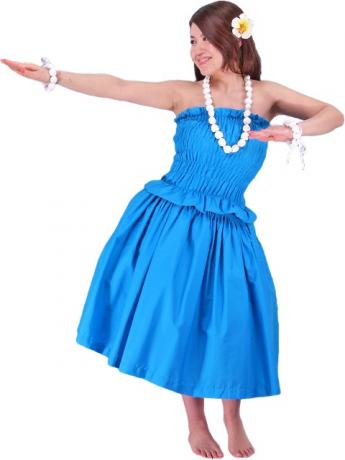Hula Shirring Tube Top & Pa'u Skirt Set-Up / Blue / G1670bl