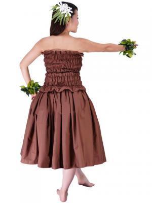Hula Shirring Tube Top & Pa'u Skirt Set-Up / Brown / G1670br