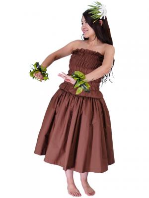 Hula Shirring Tube Top & Pa'u Skirt Set-Up / Brown / G1670br