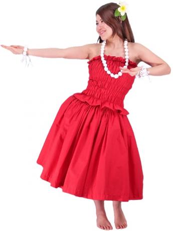 Hula Shirring Tube Top Blouse / Red  / G1663r