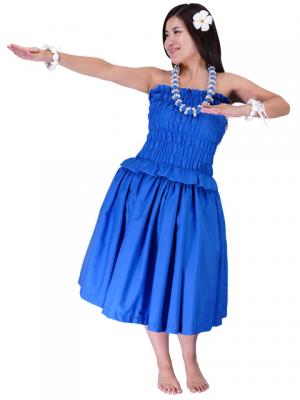 Hula Shirring Tube Top & Pa'u Skirt Set-Up / Royal Blue / G1670rb