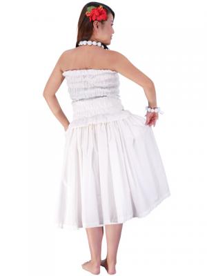 Hula Shirring Tube Top & Pa'u Skirt Set-Up / White / G1670w