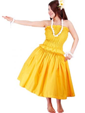 Hula Shirring Tube Top & Pa'u Skirt Set-Up / Yellow / G1670y
