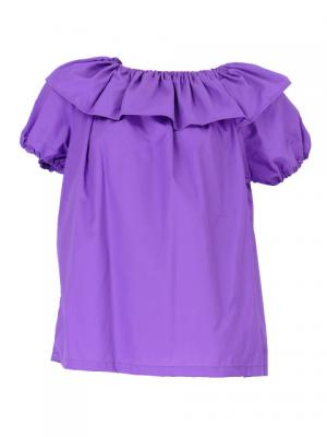 Hula Frilled Collar & Puff Sleeve Blouse & Pa'u Skirt Set-Up / Violet / G1671v