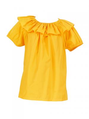 Hula Frilled Collar & Puff Sleeve Blouse & Pa'u Skirt Set-Up / Yellow / G1671y