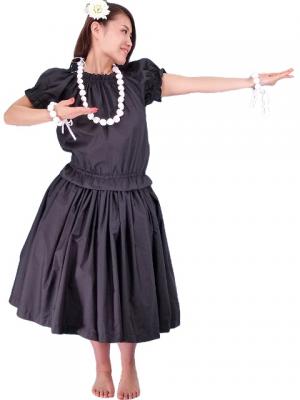 Hula Puff Sleeve Blouse & Pa'u Skirt Set-Up / Black / G1669b