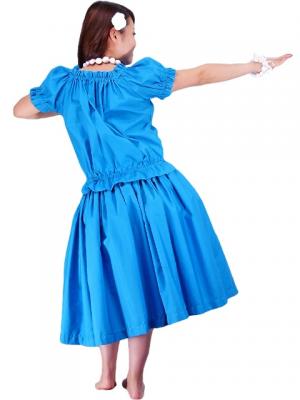 Hula Puff Sleeve Blouse & Pa'u Skirt Set-Up / Blue / G1669bl