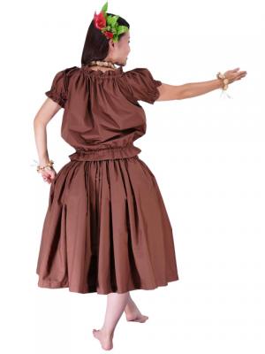 Hula Puff Sleeve Blouse & Pa'u Skirt Set-Up / Brown / G1669br