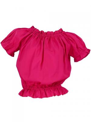 Hula Puff Sleeve Blouse & Pa'u Skirt Set-Up / Deep Rose / G1669dr