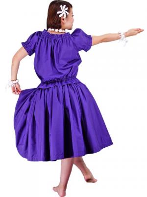 Hula Puff Sleeve Blouse & Pa'u Skirt Set-Up / Egg Plant / G1669ep
