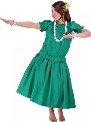 Hula Puff Sleeve Blouse & Pa'u Skirt Set-Up / Green / G1669g