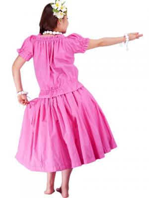 Hula Puff Sleeve Blouse & Pa'u Skirt Set-Up / Pink / G1669pi