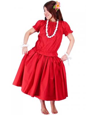 Hula Puff Sleeve Blouse & Pa'u Skirt Set-Up / Red / G1669r