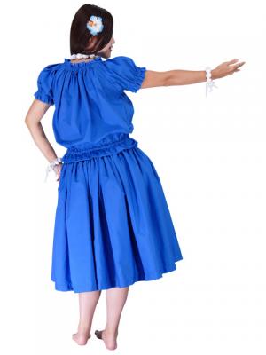 Hula Puff Sleeve Blouse & Pa'u Skirt Set-Up / Royal Blue / G1669rb