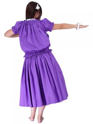 Hula Puff Sleeve Blouse & Pa'u Skirt Set-Up / Violet / G1669v