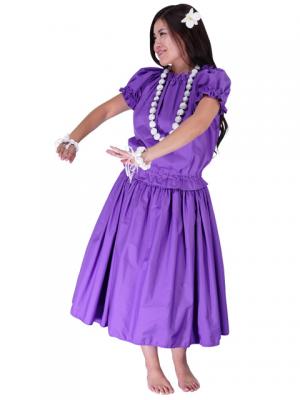 Hula Puff Sleeve Blouse & Pa'u Skirt Set-Up / Violet / G1669v