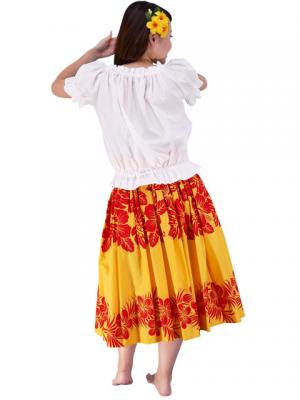 Hula Puff Sleeve Blouse & Pa'u Skirt Set-Up / White / G1669w