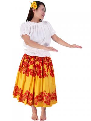 Hula Puff Sleeve Blouse & Pa'u Skirt Set-Up / White / G1669w