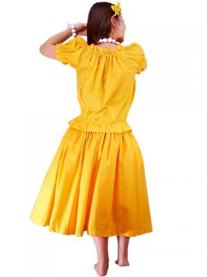 Hula Puff Sleeve Blouse & Pa'u Skirt Set-Up / Yellow / G1669y