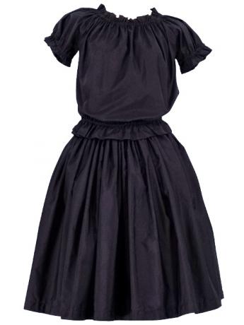 Hula Puff Sleeve Blouse & Pa'u Skirt Set-Up / Black / G1669b