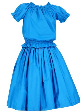 Hula Puff Sleeve Blouse & Pa'u Skirt Set-Up / Blue / G1669bl