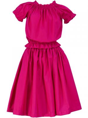 Hula Puff Sleeve Blouse & Pa'u Skirt Set-Up / Deep Rose / G1669dr