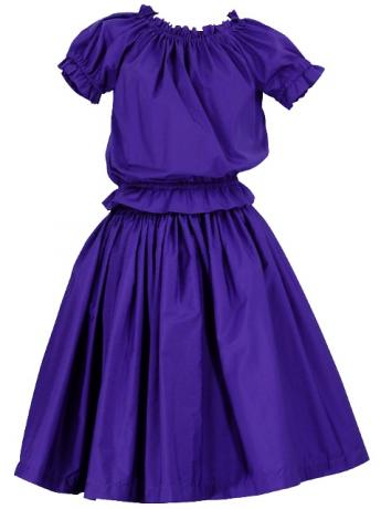 Hula Puff Sleeve Blouse & Pa'u Skirt Set-Up / Egg Plant / G1669ep