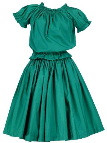 Hula Puff Sleeve Blouse & Pa'u Skirt Set-Up / Green / G1669g