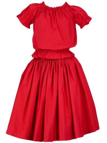 Hula Puff Sleeve Blouse & Pa'u Skirt Set-Up / Red / G1669r