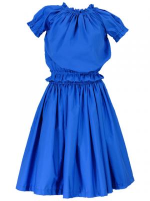 Hula Puff Sleeve Blouse & Pa'u Skirt Set-Up / Royal Blue / G1669rb