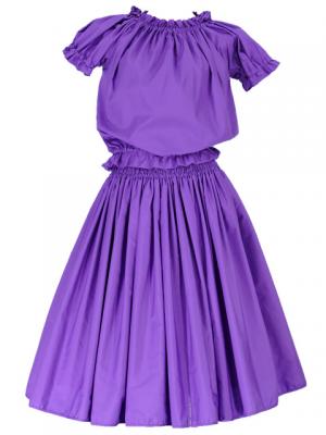 Hula Puff Sleeve Blouse & Pa'u Skirt Set-Up / Violet / G1669v