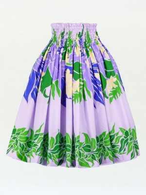 Hula Pa'u Skirt with Lily & Plumeria Print / Lavender / J1648